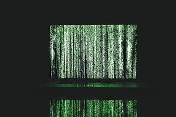 green matrix code, computer monitor, abstract depiction, green lines, white lines, digital illustration, technology background, cyber space, data stream, futuristic design, code rain