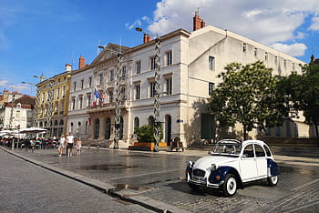 chalon, sur, Saone, sted, de, l'hotel, ville, årgang, bil, mennesker