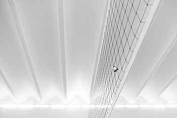 volleyball, net, modern, minimalist, indoor, geometric patterns, soft lighting, sports, indoor sports, volleyball ball, volleyball net
