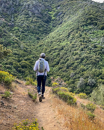 person mountain hike, activity, adventure, alone, backpacker, backpacking, beauty, concept, explorer, future, hike
