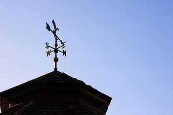 Objekt Weathervane Sky, šipka, Pozadí, pták, Černá, modrý, kompas, copyspace, směr, východní, žehlička