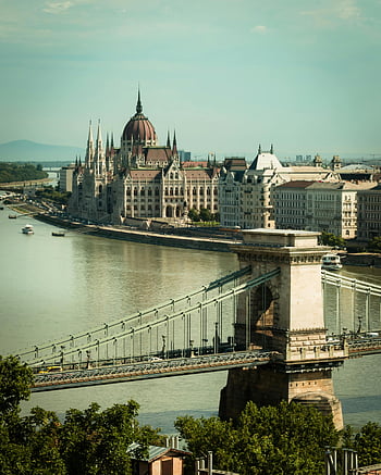budova maďarského parlamentu, budapešť, řetězový most, řeka Dunaj, panoráma města, architektura, mezník, Maďarsko, cestovat, cestovní ruch