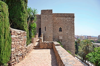alcazaba, málaga, España, paisaje, fortaleza, ciudadela, cielo, Turismo, atracción, naturaleza, histórico