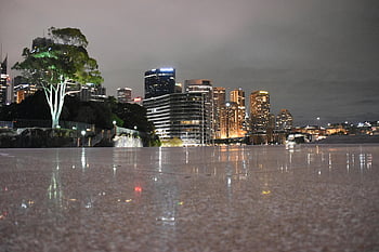 panorama sydney, Noční panoráma města, osvětlené budovy, Reflexe nábřeží, výškové budovy, Urban Night View, Sydney v noci, světla města, moderní architektura, Downtown Sydney, noční fotografie