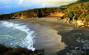 ocean, beach, coast, water, sea, clouds, sand, calm, nature, outdoors, landscape