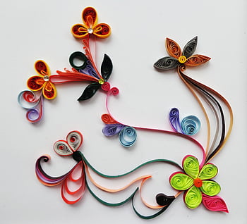 fiore multicolore, trapunta di carta, motivo decorativo, Quilling di carta colorata, disegno floreale, decorazione vibrante, arte di carta, arte quilling, artigianato fatto a mano, fiori decorativi, fiori di carta