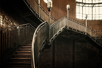 house, stairs, railing, old, stairwell, architecture, perspective, inner Space, historical, building, window
