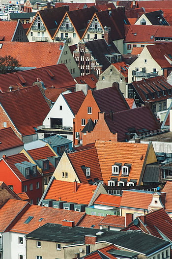 Häuser, Vogelperspektive, Dächer, Stadt, Stadt, Dorf, Dorf