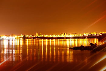 laguna jembatan, gelombangnya tercermin, kota, grudziadz, Polandia, pemandangan kota, satu dari perairan, pemandangan, alam, di luar, merapatkan