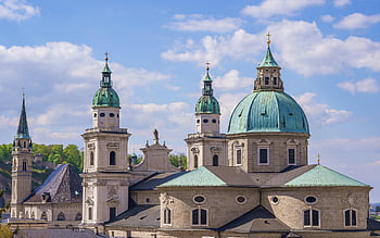 katedrála, Salzburg, kostel, kupole, věže, historický, barokní, Rakousko