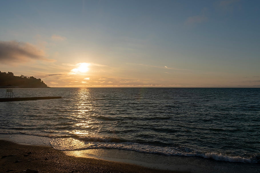 sea, nature, sunset, beach, water, travel, seascape, destination, scenic, horizon