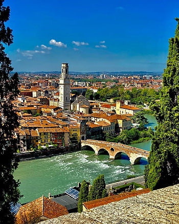 kanál, město, cestovat, cestovní ruch, Evropa, verona, Itálie, veneto, italia, adige, Etsch