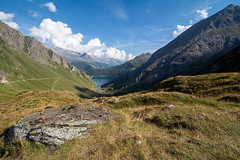mountains, lake, nature, morasco Lake, val Formazza, landscape, meadow, morasco Dam, piemonte, scenery, italy