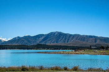 lake Pukaki, new Zealand, mountain, alpine Lake, glacial Flour, lake, clouds, sky, landscape, grass, nature