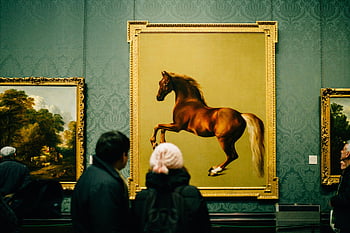 Malování koně, výtvarné umění, návštěvníků muzea, majestátní kůň, umění ocenění, Kulturní průzkum, malování koní, muzeum umění, Kulturní umění, galerie umění, Návštěvníci prohlíží si umění