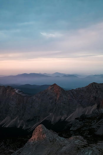 zachód słońca, góry, pasmo górskie, wschód słońca, Słowenia, zamglenie, spokojny krajobraz, piękne kolory, górskie szczyty, naturalna sceneria, świt
