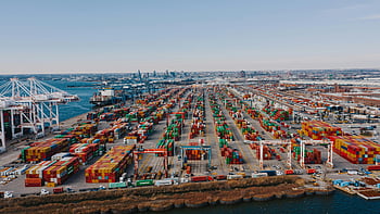 nákladní kontejnery, moderní úložiště, Barevné kontejnery, Baltimore Cargo Port, letecký pohled, rušný přístav, přepravní kontejnery, přístavních jeřábů, Průmyslový přístav, kontejnerový terminál, Námořní logistika