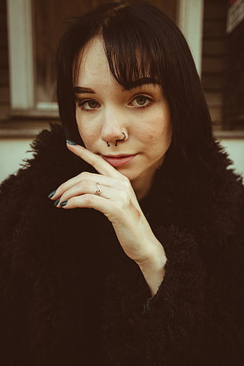 Portrét mladé ženy, tvář, móda, nádherný, vlasy, ruka, bederní, životní styl, makeup, Modelka, póza