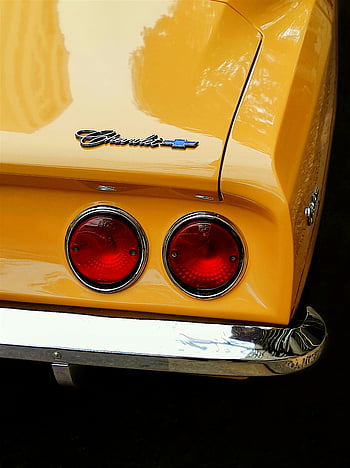 Historické auto, koncová světla, Klasický design, lesklý povrch, žluté auto, detailní fotografie, chevrolet, Retro vozidlo, automobilové detaily, Vintage automobilový průmysl, klasické auto
