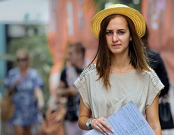 woman, girl, casual, hat, the Street, urban, attraction, job, terrace, restaurant, people