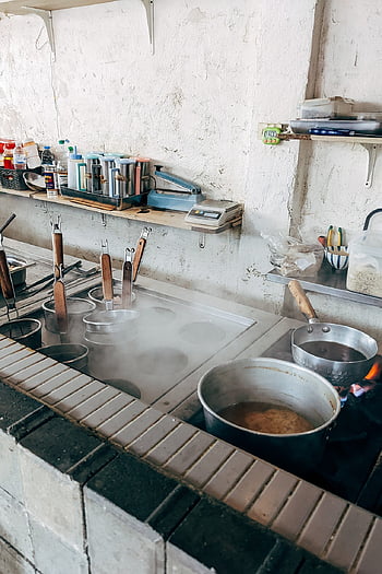 kuchyně, ramen, vaření, Vaření ramen, Japonská nudlová polévka, dřez