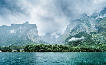 Königssee, Německo, bavaria, berchtesgaden, voda, jezero, Příroda, krajina, hory, Pohled, idylický