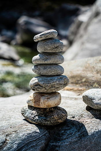 Gray stone stack, brown stone stack, stacked rocks, balance, tranquility, outdoors, close-up, nature, pebbles, rock balancing, natural harmony