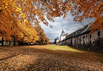 landscape, nature, fall, seasonal, building, romantic, germany, forest, trees, castle, corvey