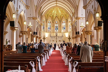 church, catholic, cathedral, aisle, pews, religion, altar, christian, faith, wedding, ceremony