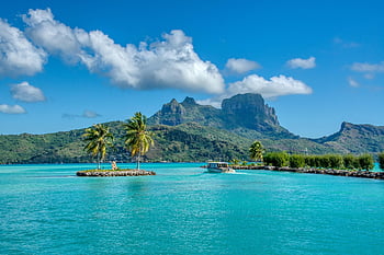 island, tropical, blue Waters, tropical Island, mountains, bora Bora, sea, ocean, polynesia, landscape, nature