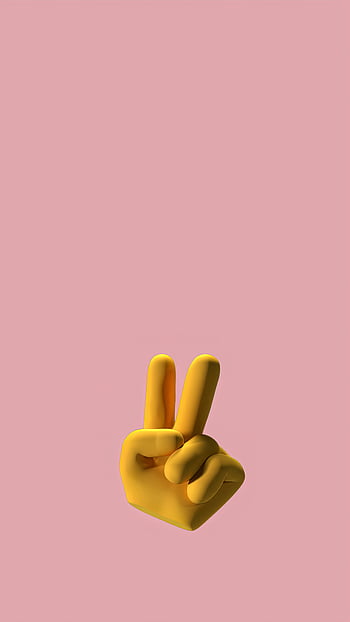 békejel, sárga kéz, minimalista háttér, rózsaszín háttér, 3D gesztus, pozitivitás, egyszerűség, kézjel, béke szimbólum, minimalista design, sárga béke jel