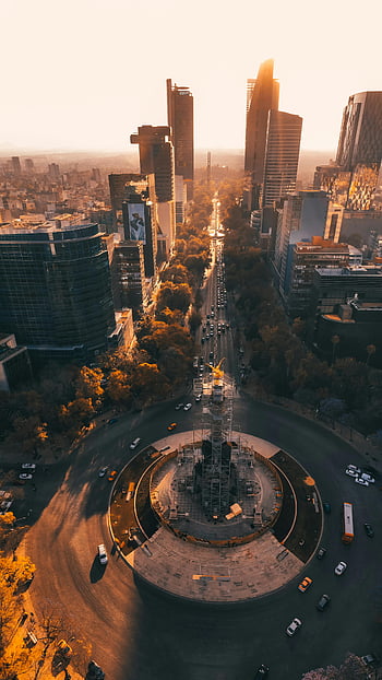 uafhængigheds engel, Mexico City, antenne skud, solnedgang, drone fotografering, bylandskab, bybilledet, milepæl, dramatisk udsigt, Bustling City, skyskrabere