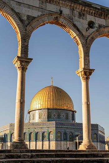 mešita al aqsa, kopule skály, Jeruzalém, Starověké oblouky, nádherný výhled, zlatá kopule, islámské architektury, svaté místo, střední východ, náboženský orientační bod, historické struktury
