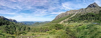 Espanha, Andaluzia, Província de Cádiz, Puerto del Boyar, natureza, panorama, montanhas, Colina, Rocha, nuvens, céu