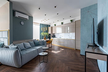 açık plan yaşamı, Modern Minimalist Tasarım, rahat oturma, parlak iç mekan, Yaşam ve yemek alanı, çağdaş ev, şık daire, Açık konsept düzeni, minimalist dekor, modern oturma odası, açık plan tasarımı