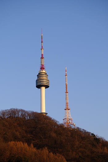 namsan Tower, travel, tourism, nature, korea, seoul Tower, architecture, tower, antenna, mountain, sky