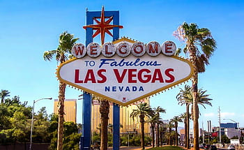 καλωσορίστε στο υπέροχο Las Vegas, Σήμανση της Νεβάδας, Λας Βέγκας, nevada, καλωσορίσματος, εικονικό σημάδι, las vegas strip, φοίνικες, γαλάζιος ουρανός, αστικό τοπίο, ταξιδιωτικός προορισμός