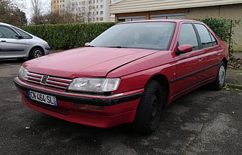 Peugeot, 605, SRTI, 1993, red car, Chalon sur Saone, 2.0 T, 141 hp, sedan, parked, outdoors