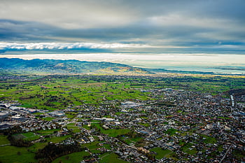 montañas, lago de constancia, niebla, rural, cielo, nubes, panorama, Vorarlberg, dornbirn, Bregenz, Austria