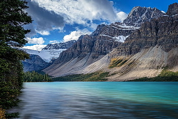 bow Lake, lake, mountains, water, rocky Mountains, mountain Range, scenery, mood, nature, national Park, alberta