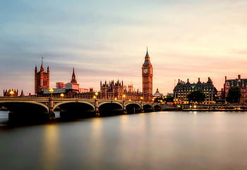 Londýn panoráma, big ben, westminster bridge, řeka Temže, západ slunce, london uk, pohled, panorama města, městské krajiny, večerní pohled, mezník