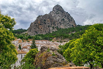 hory, stromy, domy, město, vesnice, města, staré Město, staré vesnice, skalní útvary, dolomity, krajina