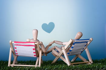 toys, figurines, wooden, wooden Toys, children's Toys, miniature, beach Chairs, chairs, heart, together, love