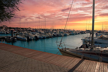 yachts, port, sunset, nature, boats, sailboats, harbor, marina, quay, pier, dock