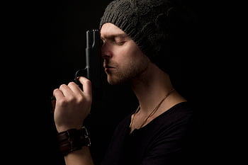 tajemný, gangster, pistole, mafie, špión, zabiják, zločin, zločinec, vražda, muž, drsňák