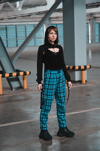 parking Lot, punk, goth, gothic, parking, young Woman, fashion, style, trousers, pants