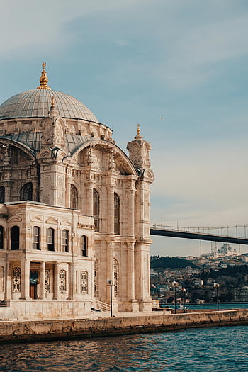 mešita ortaköy, Istanbul, Bospor most, pohled, slunečný den, architektura, mezník, krocan, nábřeží, cíl cesty, panoráma města