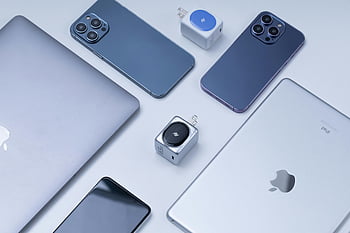 Apple, iPhone, iPad, MacBook, flat lay, modern technology, electronic devices, Apple products, tech gadgets, Apple logo, charging accessories