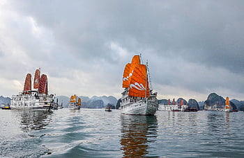 záliv Halong, lodí, moře, ha dlouhá, Vietnam, loď, plavba, Příroda, cestovat, doprava, oceán