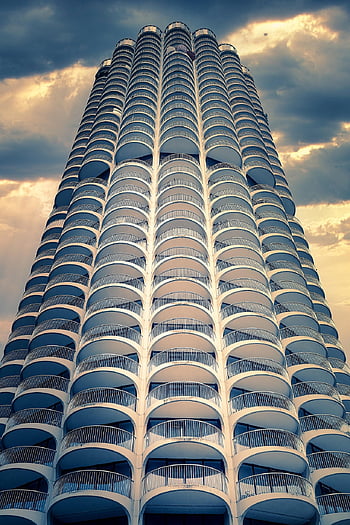 skyskraber, hotel tårn, Augsburg, opholde sig, majs på kolber, arkitektur, bygning, facade, altaner, skyer, natur
